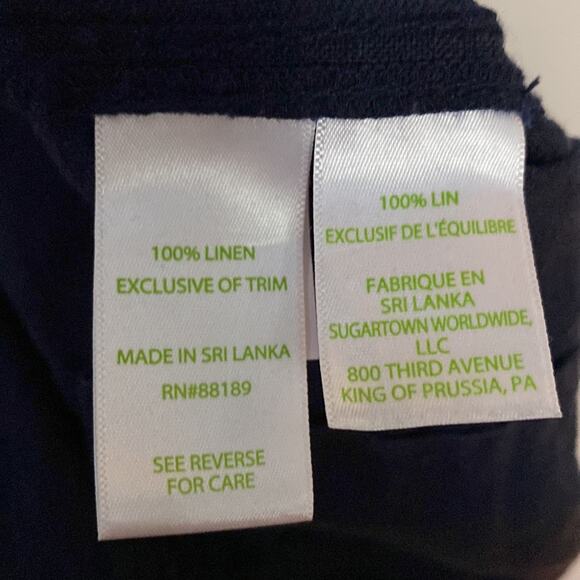 Lilly Pulitzer Galley 100% Linen Wide Leg Pants Navy Size 2 - Picture 6 of 7